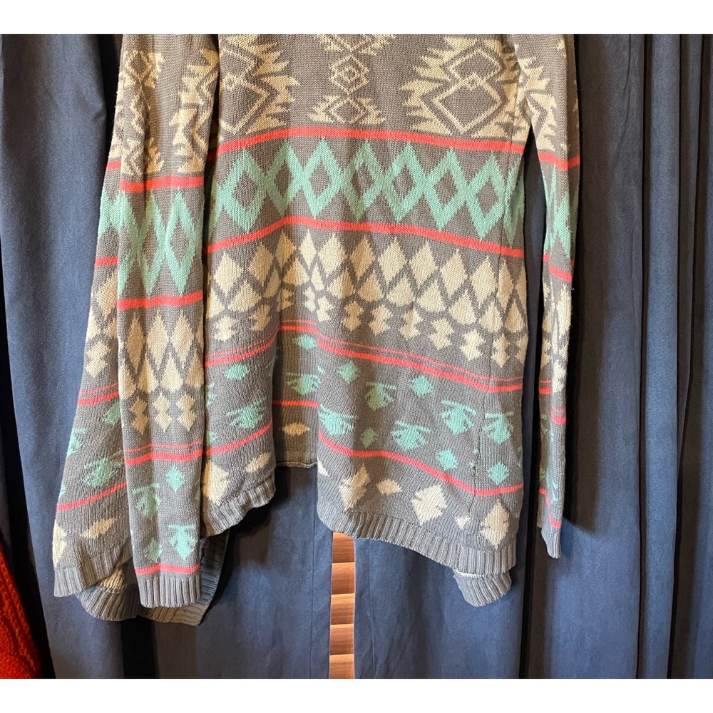 Rock & Roll Cowgirl teal and pink Navajo inspired Cardigan size small